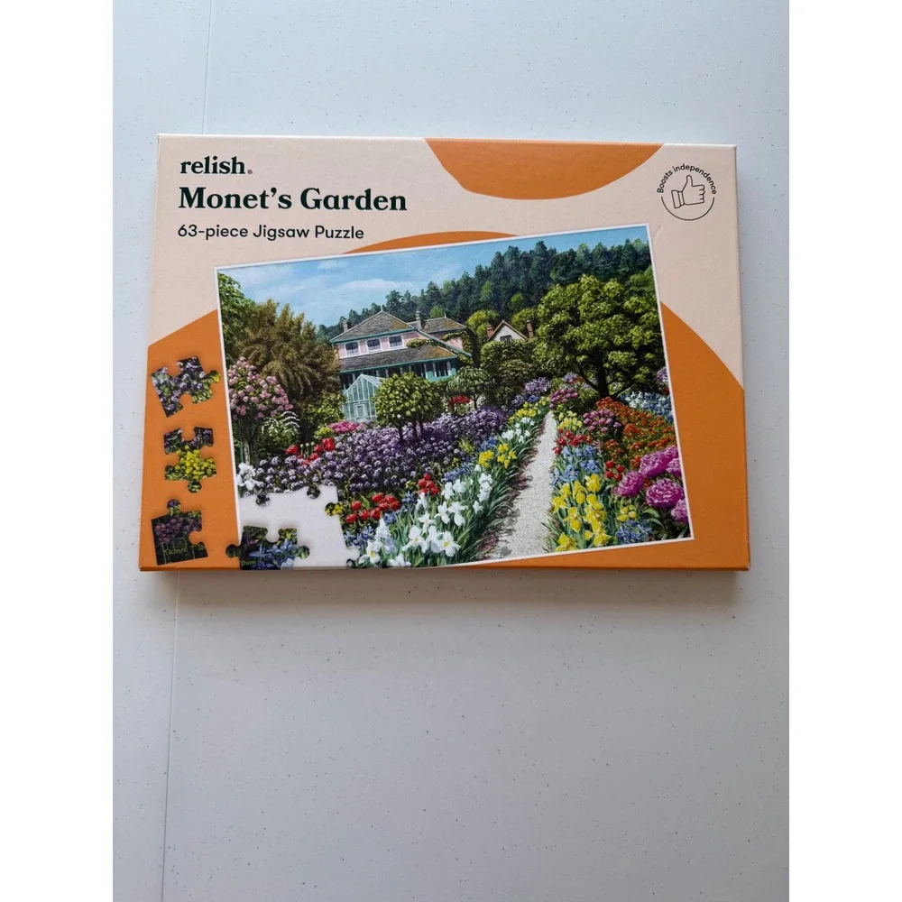 Relish Monet's Garden 63 Pc Puzzle Memory Dementia Alzheimers Autism COMPLETE